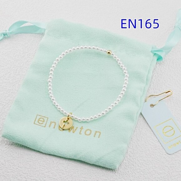 Enewton White Pearl Gold Hollow Cross Bracelet - Picture 1 of 5
